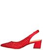 Color:Red Satin - Image 4 - Pranil Satin Rhinestone Block Heel Slingback Pumps