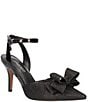 Color:Black Glitter - Image 1 - Shanaya Glitter Fabric Bow Ankle Strap Pumps