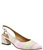 Color:Pastel Striped - Image 1 - Shayanne Rainbow Textured Fabric Slingback Pumps