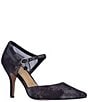 Color:Black/Pewter - Image 1 - Siona Glitter Fabric Mesh Ankle Strap Pumps