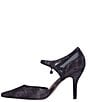 Color:Black/Pewter - Image 4 - Siona Glitter Fabric Mesh Ankle Strap Pumps