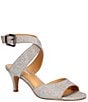 Color:Pewter Dance Glitter - Image 1 - Soncino Glitter Fabric Ankle Strap Dress Sandals