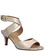 Color:Gold Stardust - Image 3 - Soncino Iridescent Leather Ankle Strap Dress Sandals