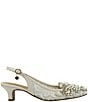Color:Ivory/Gold - Image 2 - Strovanni Lace Pearl Ornament Slingback Pumps