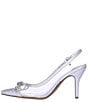 Color:Clear/Silver - Image 4 - Tadma Clear Vinyl Rhinestone Embellished Bow Dress Pumps