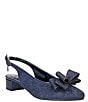 Color:Navy Glitter - Image 1 - Tanay Glitter Fabric Bow Sling Pumps