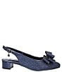 Color:Navy Glitter - Image 2 - Tanay Glitter Fabric Bow Sling Pumps