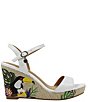 Color:White Kidskin - Image 2 - Triella Leather Toucan Embroidered Platform Ankle Strap Wedge Sandals