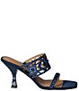 Color:Navy Multi Satin - Image 2 - Vardana Satin Rhinestone Embellished Cut Out Dress Sandals