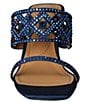 Color:Navy Multi Satin - Image 5 - Vardana Satin Rhinestone Embellished Cut Out Dress Sandals