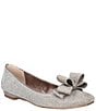 Color:Pewter Dance Glitter - Image 1 - Vesey Glitter Fabric Bow Dress Flats
