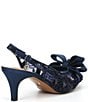 Color:Navy Fiesta Lace - Image 2 - Yazmine Fiesta Lace Satin Bow Sling Pumps