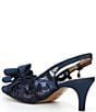 Color:Navy Fiesta Lace - Image 3 - Yazmine Fiesta Lace Satin Bow Sling Pumps