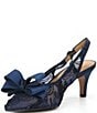 Color:Navy Fiesta Lace - Image 4 - Yazmine Fiesta Lace Satin Bow Sling Pumps