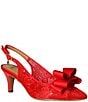Color:Red Sequin - Image 1 - Yazmine Sequin Mesh Bow Sling Pumps