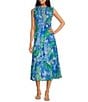 J.Marie Andie Round Neck Cap Ruffle Sleeve Smocked Ruched Tiered Midi Dress, Color:Blue - Image 1