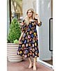 Color:Multicolor - Image 4 - Avery Square Neck Ruched Side Seam Pocket Midi Dress