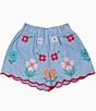 J.Marie Big Girls Tristen Embroidered Shorts, Color:Blue - Image 1