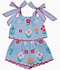 J.Marie Big Girls Tristen Embroidered Shorts, Color:Blue - Image 2