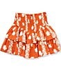 J.Marie Big Girls Aubrey Flutter Skort, Color:Orange - Image 1