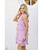 Color:Lavender - Image 5 - Bria 3D Lace Sleeveless Round Neck Shift Dress
