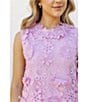 Color:Lavender - Image 6 - Bria 3D Lace Sleeveless Round Neck Shift Dress