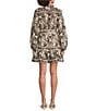 J.Marie Bridget Long Sleeve Jacquard Button Front Dress, Color:Brown - Image 2
