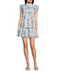 J.Marie Coordinating Chloe Tiered Mini A-Line Skort, Color:Blue - Image 3
