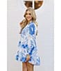 Color:Blue Multi - Image 6 - Delayney Long Sleeve V-Neck Tiered Shift Dress