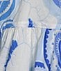 Color:Blue Multi - Image 4 - Delayney V-Neck Puff Sleeve Floral Paisley Peplum Top