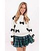 J.Marie Jenna Long Sleeve Bow Front Sweater, Color:White - Image 5