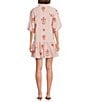 J.Marie Kade Embroidered Short Sleeve Button up Mini Dress, Color:Orange - Image 2