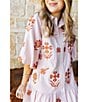 J.Marie Kade Embroidered Short Sleeve Button up Mini Dress, Color:Orange - Image 6