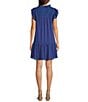 Color:Royal Blue - Image 2 - Kelsea Ruffled Neck Cap Sleeve Embroidered Tiered Dress