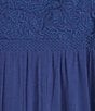 Color:Royal Blue - Image 3 - Kelsea Ruffled Neck Cap Sleeve Embroidered Tiered Dress