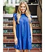Color:Royal Blue - Image 4 - Kelsea Ruffled Neck Cap Sleeve Embroidered Tiered Dress