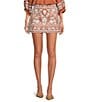 J.Marie Kennedy Floral Embroidered High Rise A-Line Mini Skirt, Color:Orange - Image 1