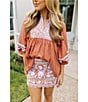 J.Marie Kennedy Floral Embroidered High Rise A-Line Mini Skirt, Color:Orange - Image 6
