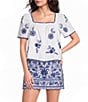 J.Marie Laken Button Up Short Sleeve Top - Image 1