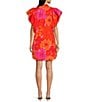 J.Marie Lizzie Mandarin Collar Short Sleeve Ruffle Hem Shirt Dress, Color:Pink - Image 2