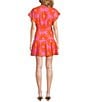 J.Marie Mara Sun Print V-Neck Short Flutter Sleeve Wrap Front Romper, Color:Pink - Image 2