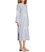 Color:Light Blue - Image 3 - Marika Embroidered Long Sleeve V-Neck Shift Midi Dress