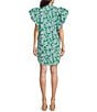 Color:Green Multi - Image 2 - J.marie Merritt Button Front Floral Print Short Ruffle Sleeve Dress