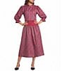 J.Marie Mock Neck 3/4 Sleeve Bow Back Plaid Coordinating Top - Image 3