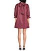 J.Marie Mock Neck Bow 3/4 Sleeve Plaid Shift Dress - Image 2