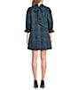 J.Marie Mock Neck Bow Back 3/4 Sleeve Tartan Plaid Shift Dress - Image 2