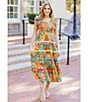 Color:Multi - Image 5 - Paloma Ruffle Strap Tiered Ric Rac Sleeveless Square Neck Pocketed Midi Dress