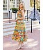 Color:Multi - Image 6 - Paloma Ruffle Strap Tiered Ric Rac Sleeveless Square Neck Pocketed Midi Dress