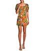 Color:Multi - Image 1 - Paloma Short Puff Sleeve Belted Romper