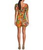 Color:Multi - Image 2 - Paloma Short Puff Sleeve Belted Romper